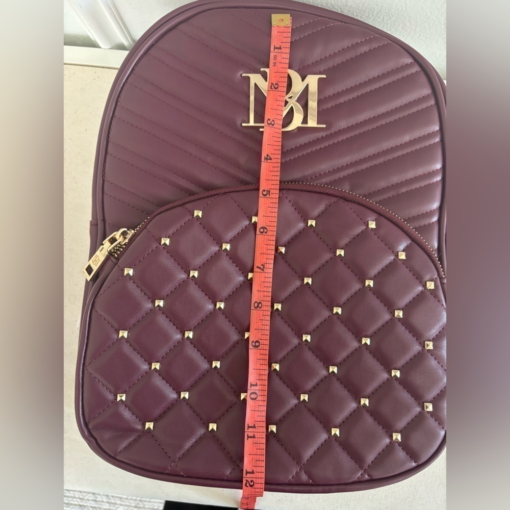 Badgley Mischka NEW Backpack Burgundy Gold Studded Hardware & Adjustable Straps - Picture 6 of 6